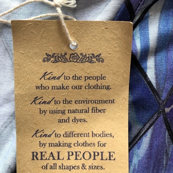 BLUE SKY Bamboo cross over neckline,purple blue diamond print blouse LARGE NWT - Picture 7 of 13